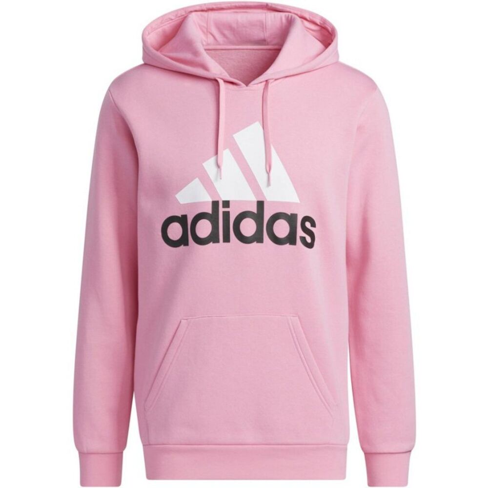 NWT Adidas Men’s Logo Fleece Hoodie Pink/White, Medium - Men's Athletic Fleece